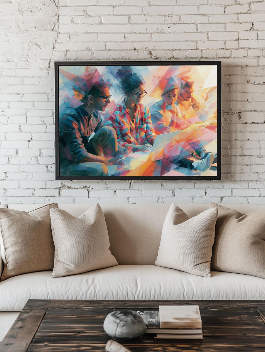 Creative Team Collaboration Illustration Poster. — room view 1