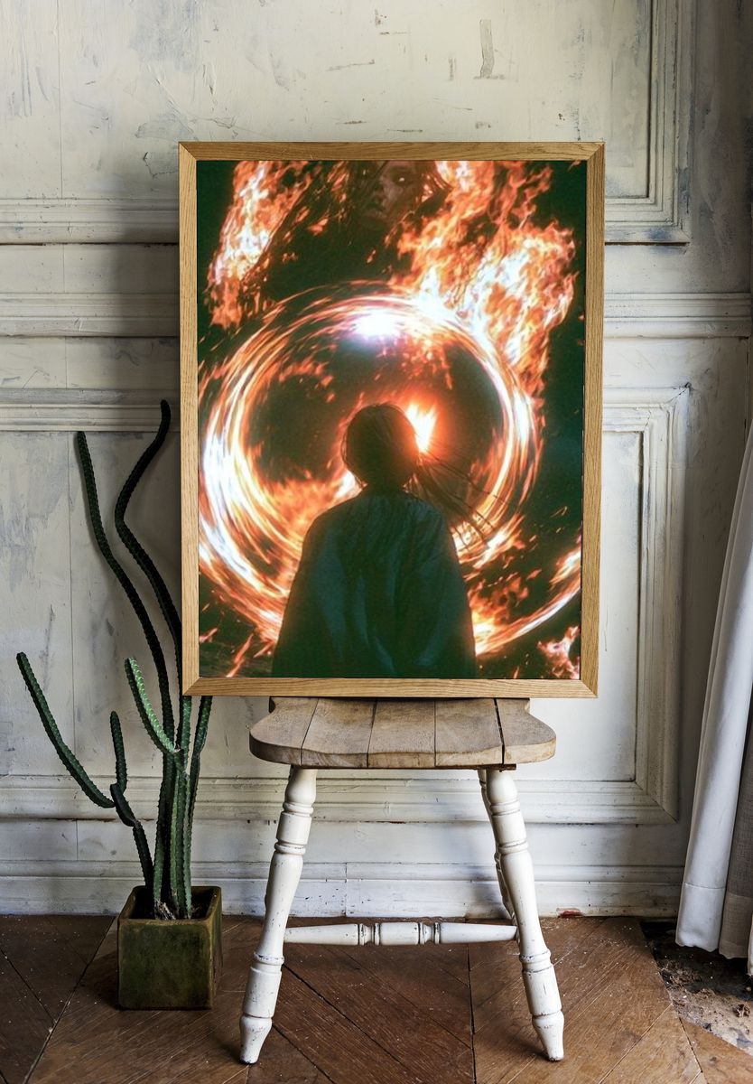 Fire Portal Silhouette Poster. room preview