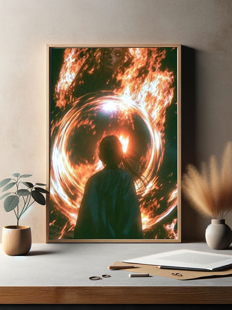 Fire Portal Silhouette Poster. — room view 2