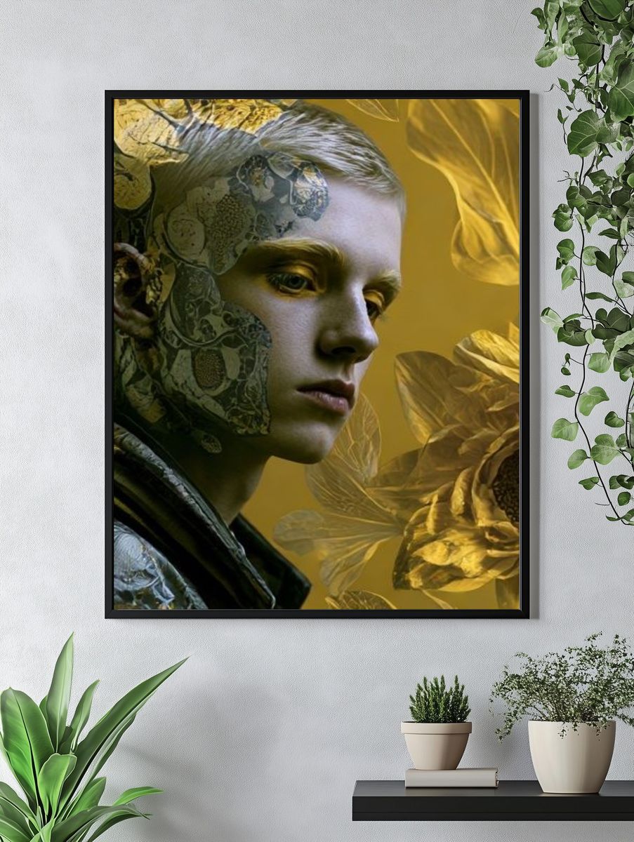 Golden Surreal Portrait Print. — room view 4