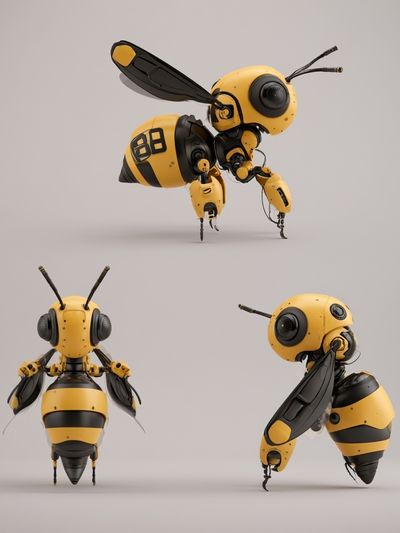 Robotic Bee Illustration Print. poster