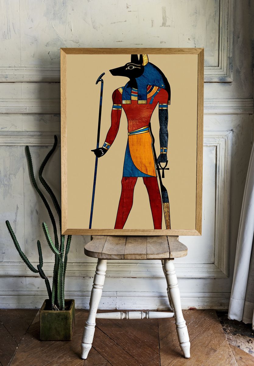 Anubis Egyptian Deity Illustration Poster. — room view 1