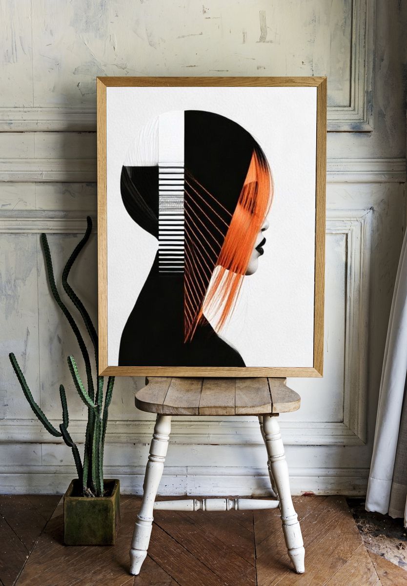 Abstract Profile Silhouette Print. — room view 1