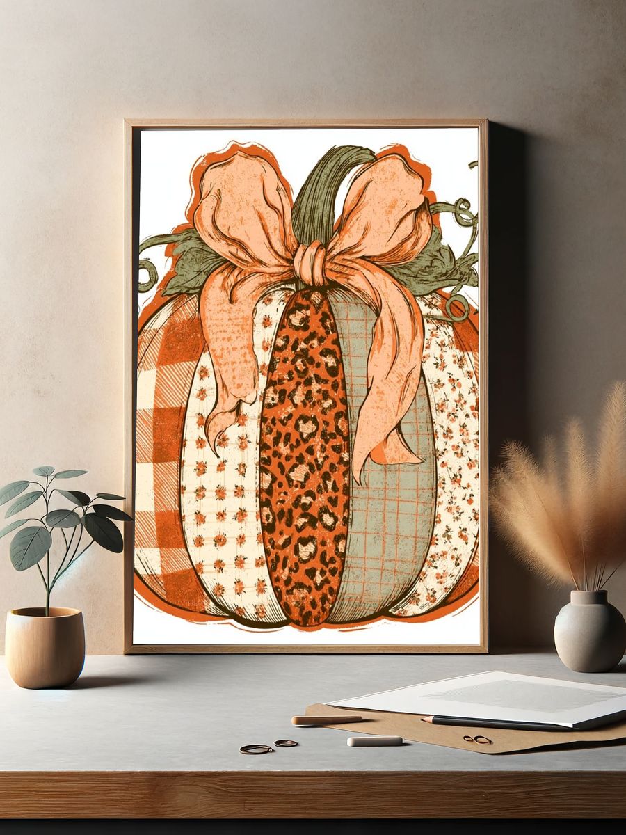 Patchwork Pumpkin Vintage Print. — room view 2