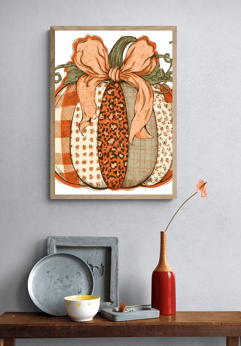 Patchwork Pumpkin Vintage Print. — room view 3