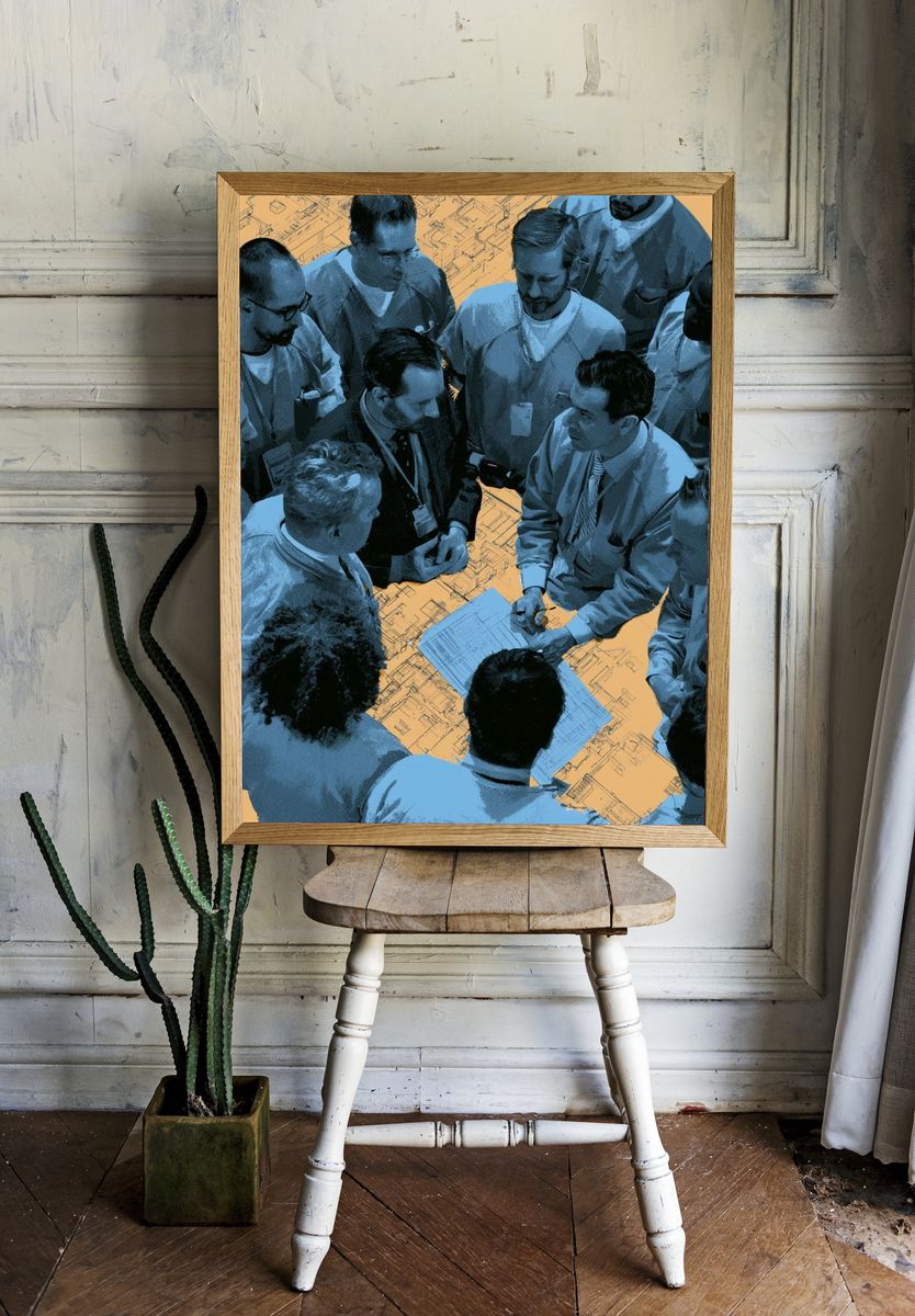 Team Strategy Meeting Illustration Poster. room preview