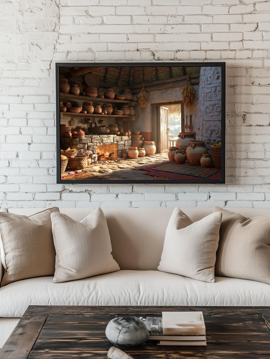 Rustic Clay Kitchen Interior Print. room preview