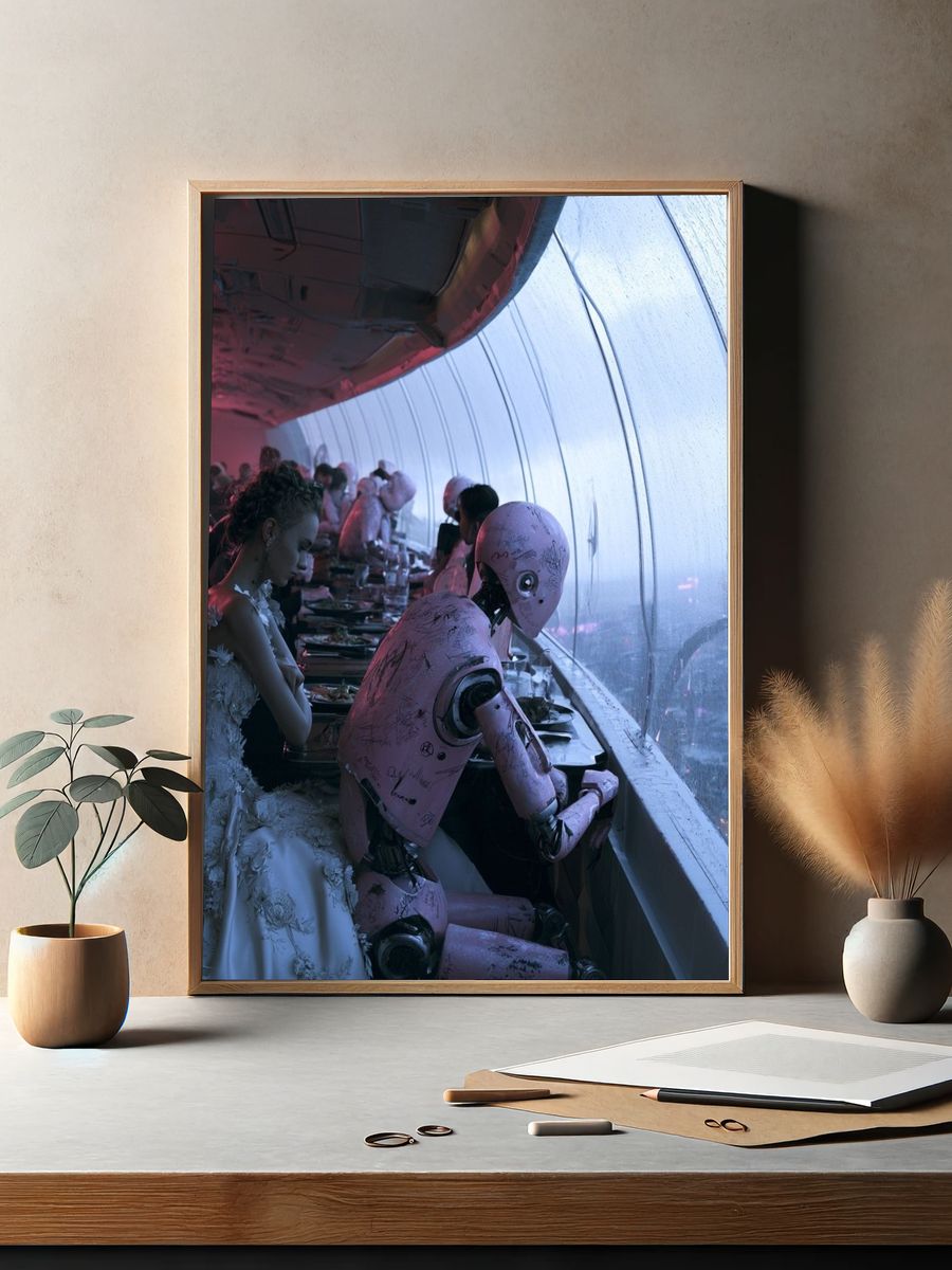 Cyberpunk Dinner Scene Poster. — room view 2