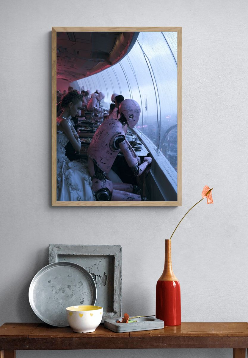 Cyberpunk Dinner Scene Poster. — room view 3