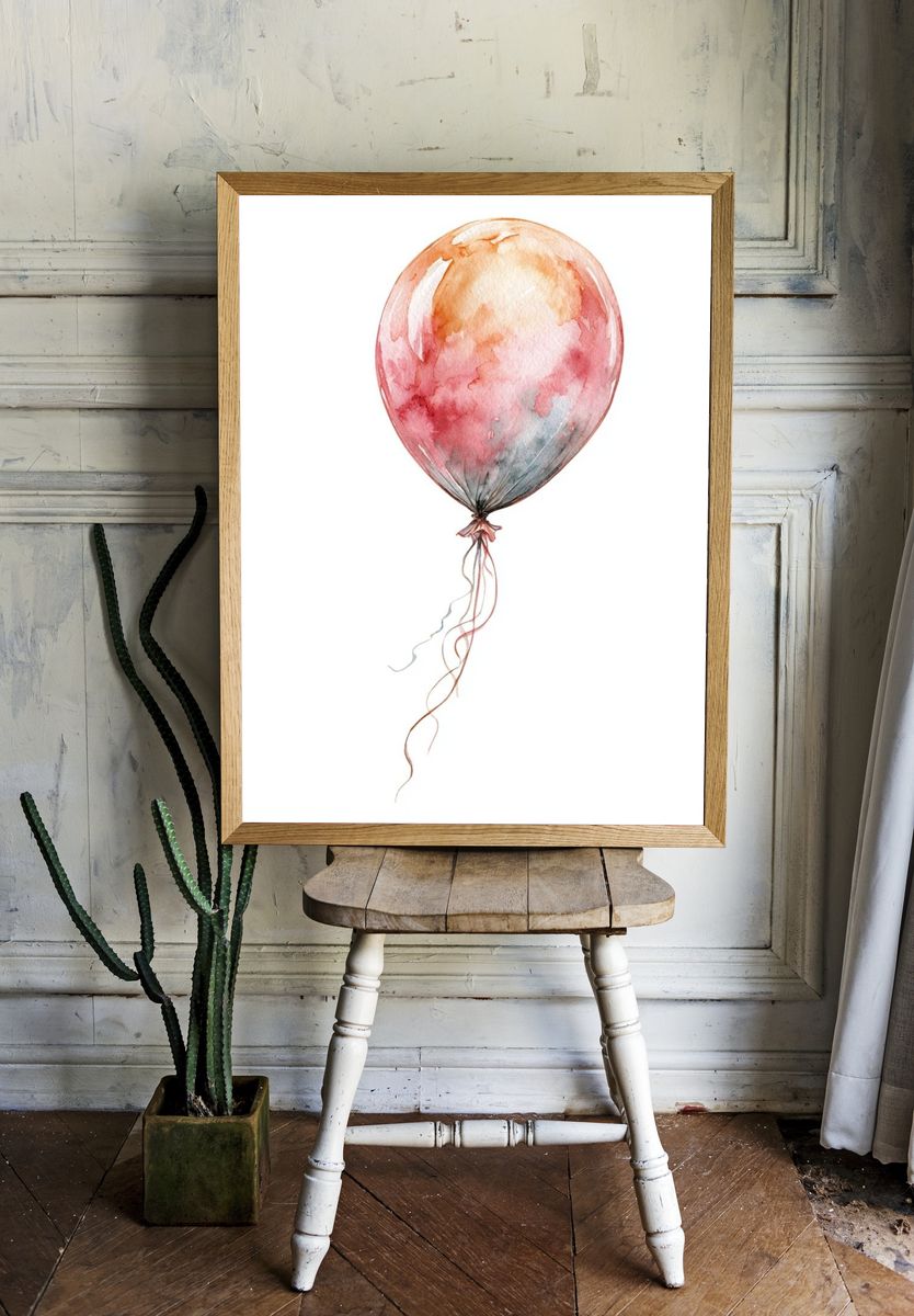 Watercolor Balloon Illustration Poster. room preview