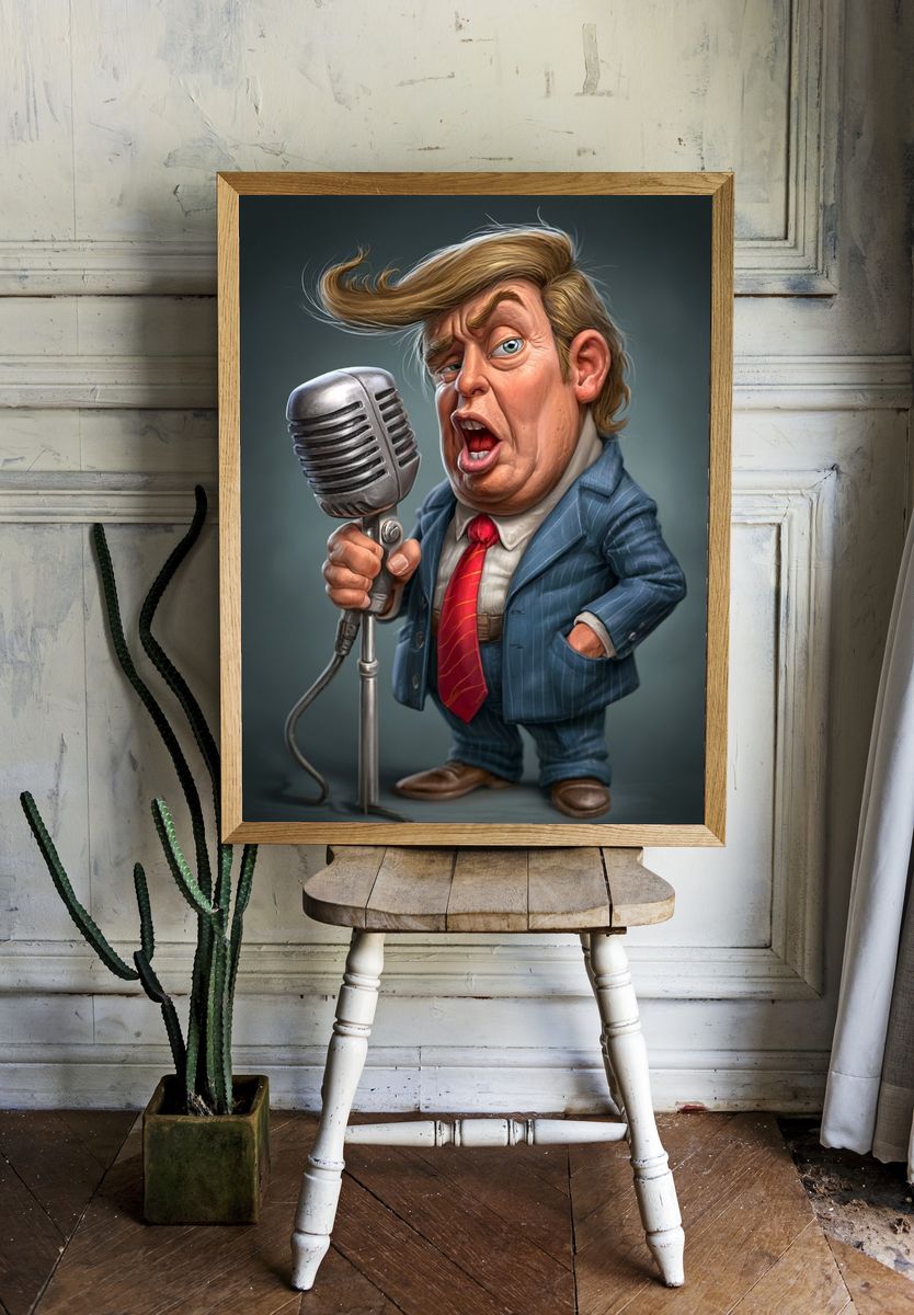 Trump Caricature Illustration Poster. — room view 1