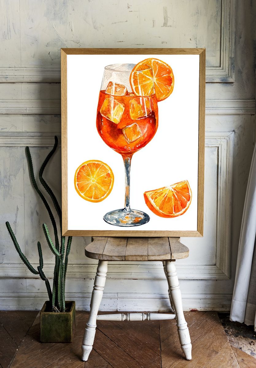 Orange Spritz Watercolor Print. — room view 1