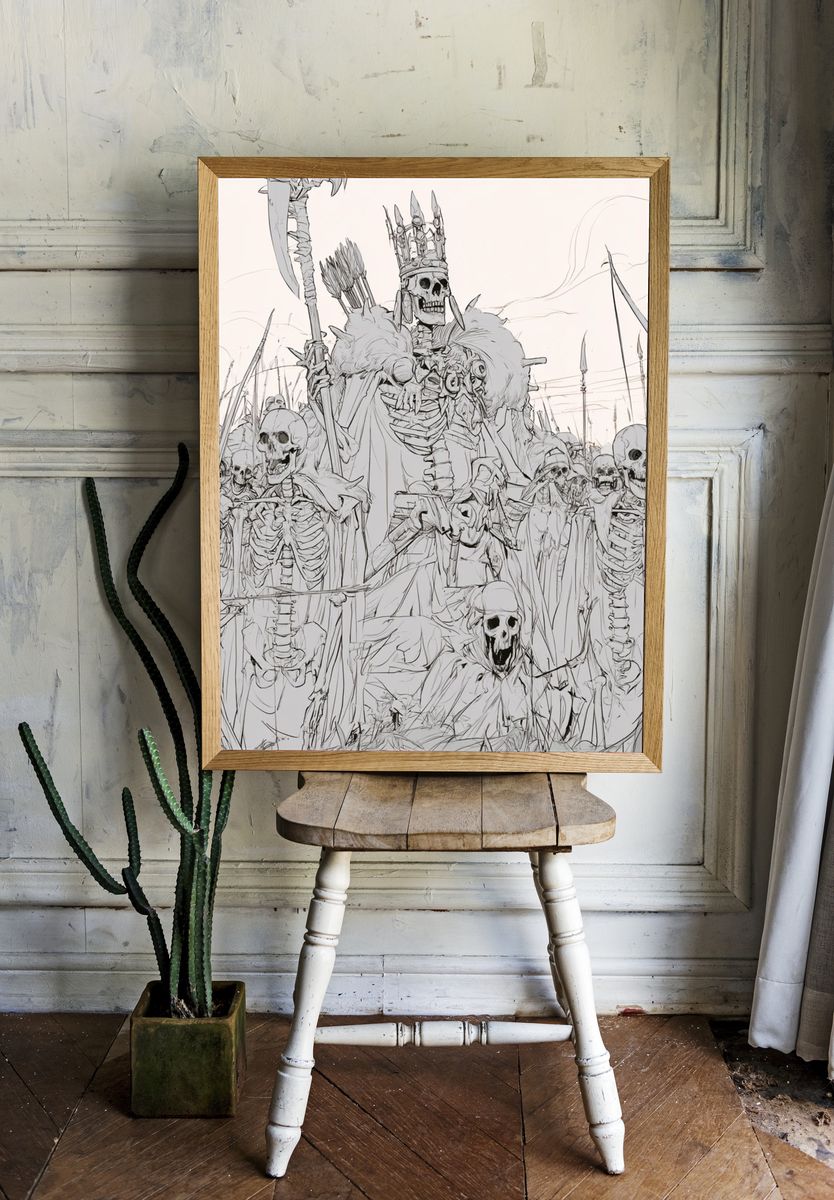 Skeleton Army Illustration Poster. — room view 1