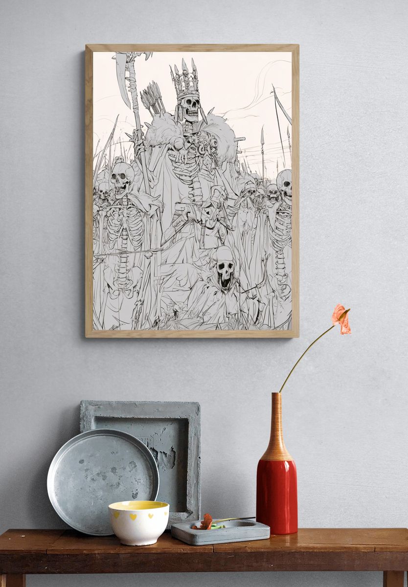 Skeleton Army Illustration Poster. — room view 3