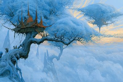 Skyborne Treehouse Fantasy Print.