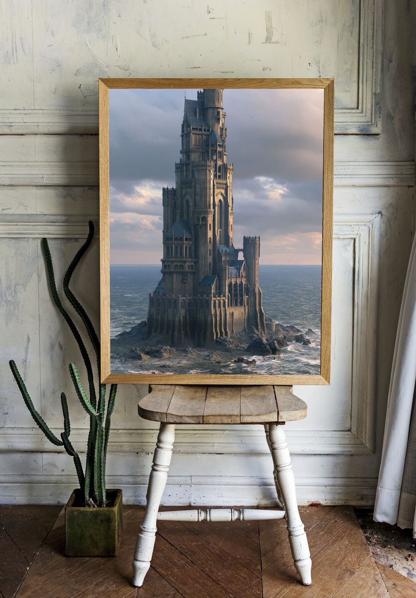 Seaside Gothic Tower Poster. room preview