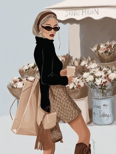 Fashion Shopper Illustration Poster. poster