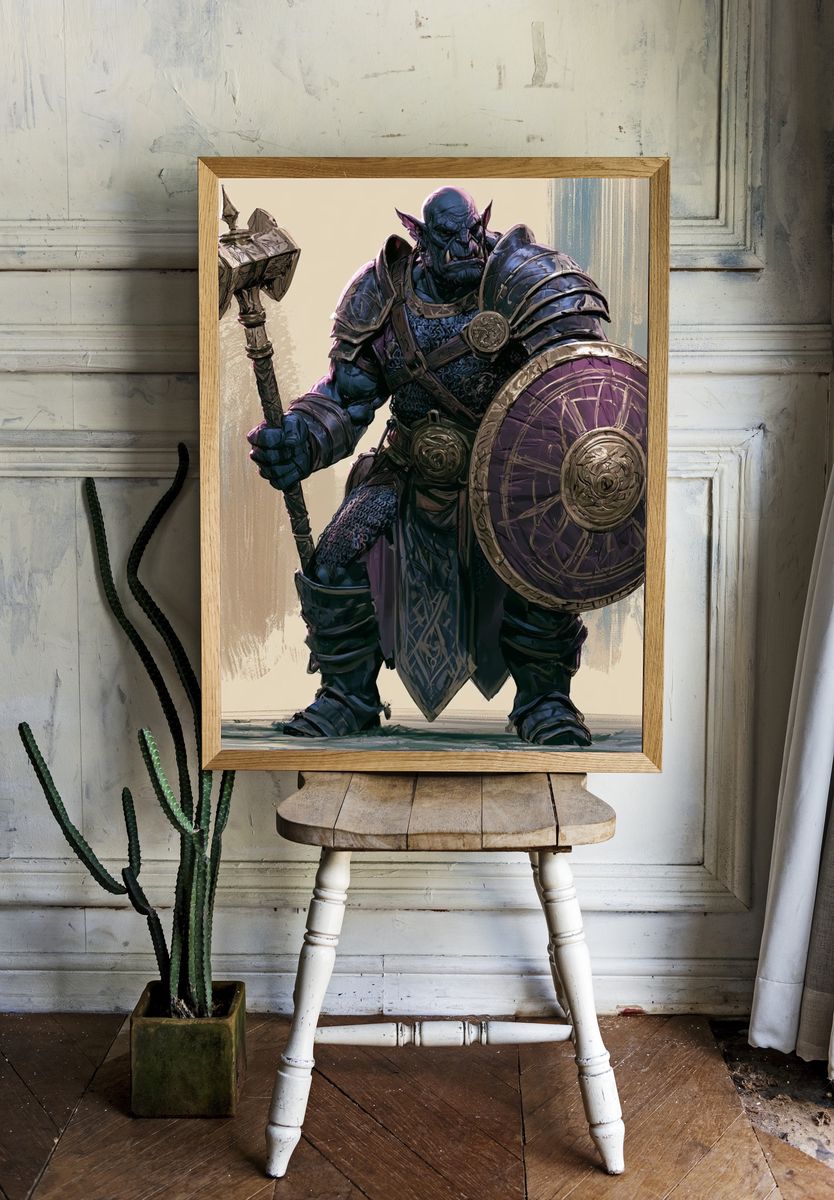Orc Warrior Fantasy Illustration Poster. — room view 1
