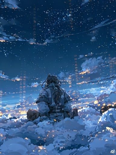Stargazing Figure Digital Art Poster. poster detail