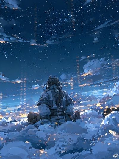 Stargazing Figure Digital Art Poster. poster