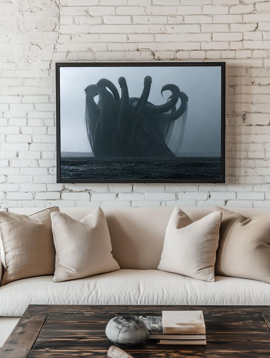 Sea Monster Storm Poster. room preview