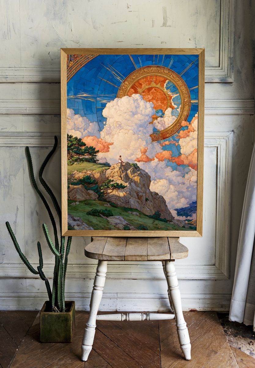 Celestial Cloudscape Fantasy Print. room preview