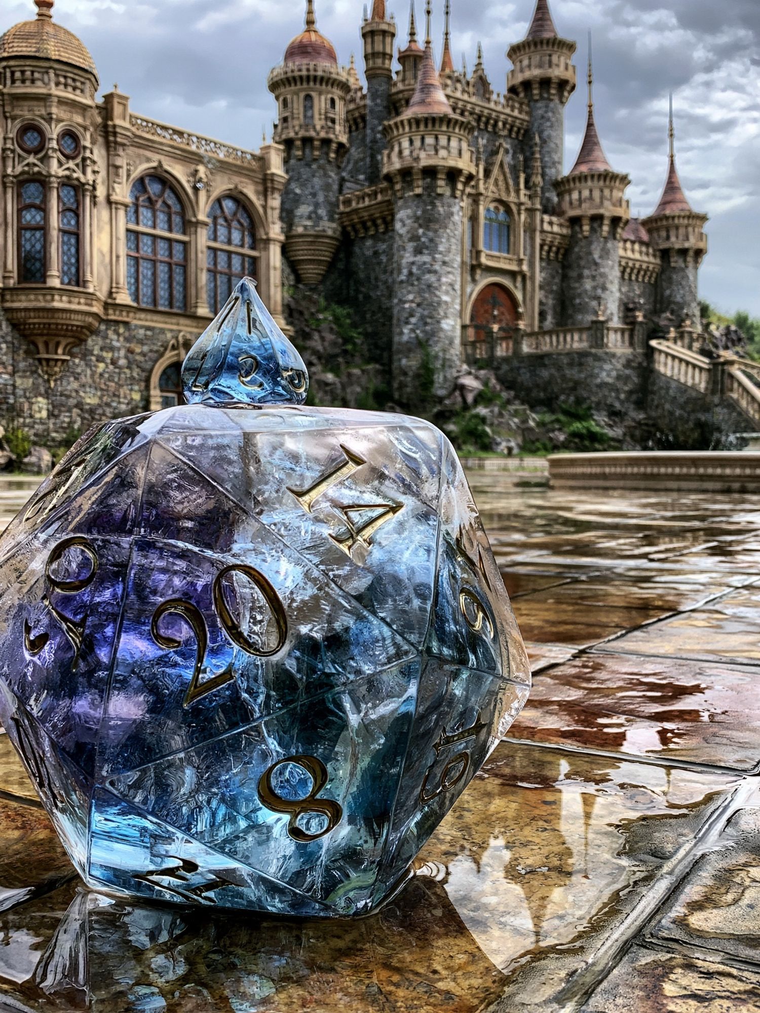 Fantasy Castle Dice Illustration Poster. poster detail