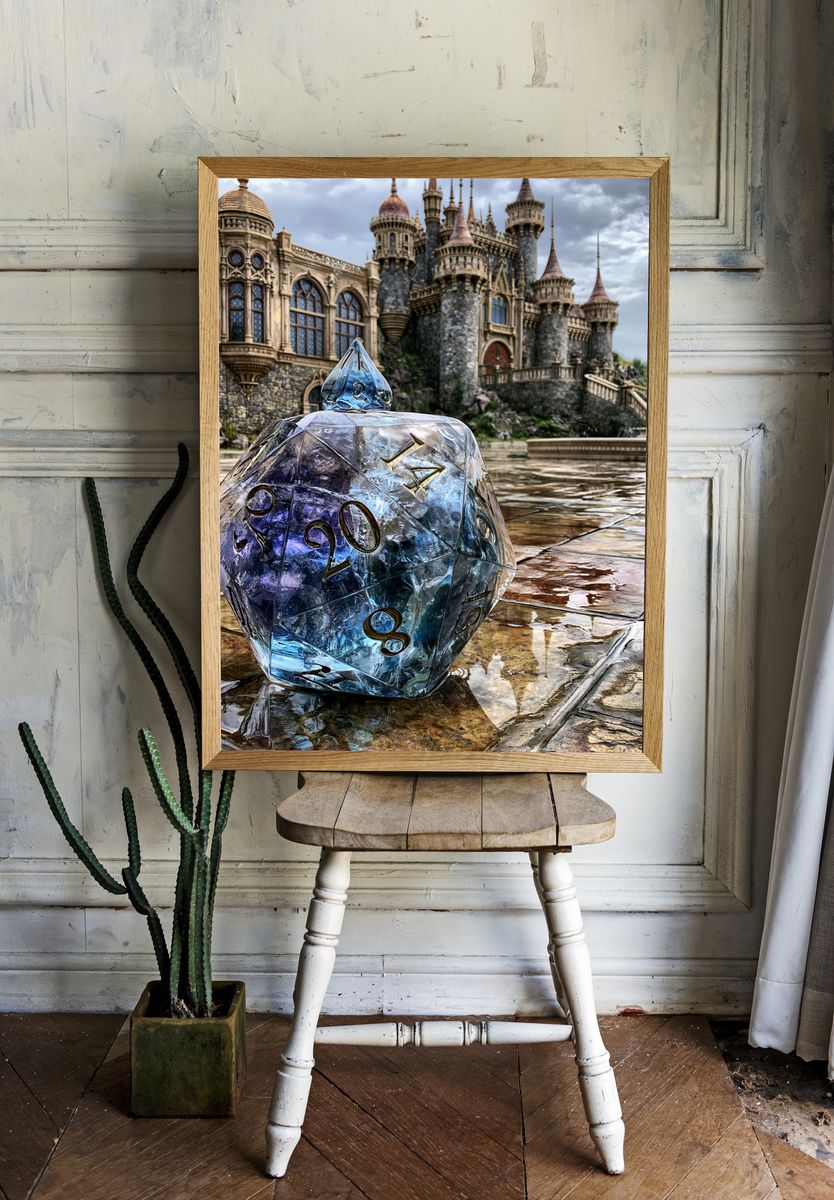 Fantasy Castle Dice Illustration Poster. room preview