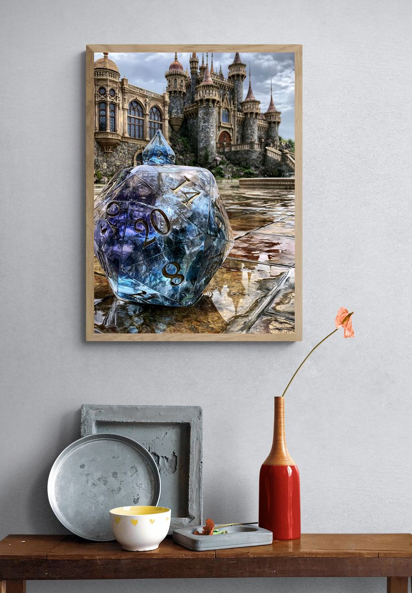 Fantasy Castle Dice Illustration Poster. — room view 3
