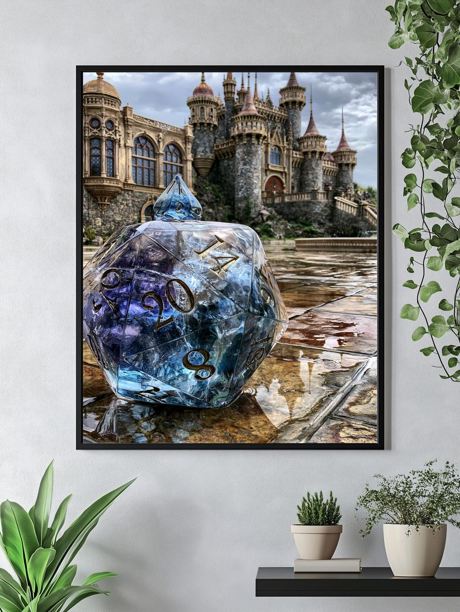 Fantasy Castle Dice Illustration Poster. — room view 4