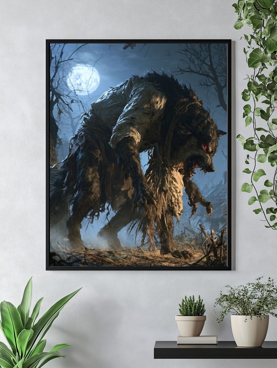 Moonlit Werewolf Horror Print. — room view 4