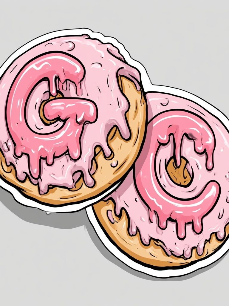 Pink Frosted Donuts Illustration Poster. poster detail
