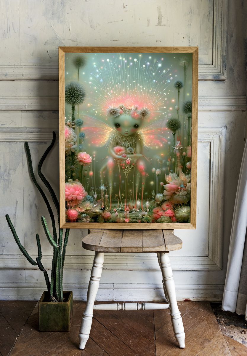 Enchanted Floral Fairy Illustration Poster. room preview