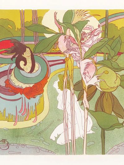 Vrouw krijgt visioen een tuin. poster print