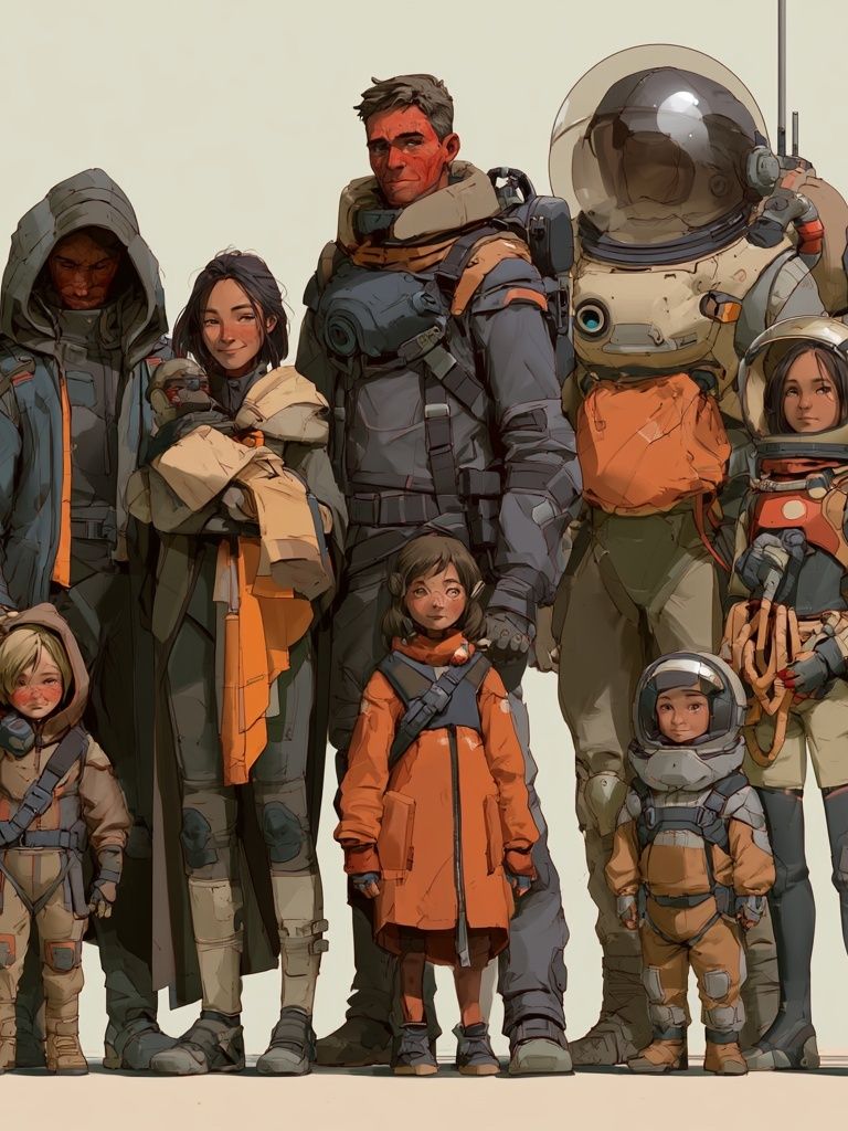 Space Family Portrait Illustration Poster. poster — illustration art