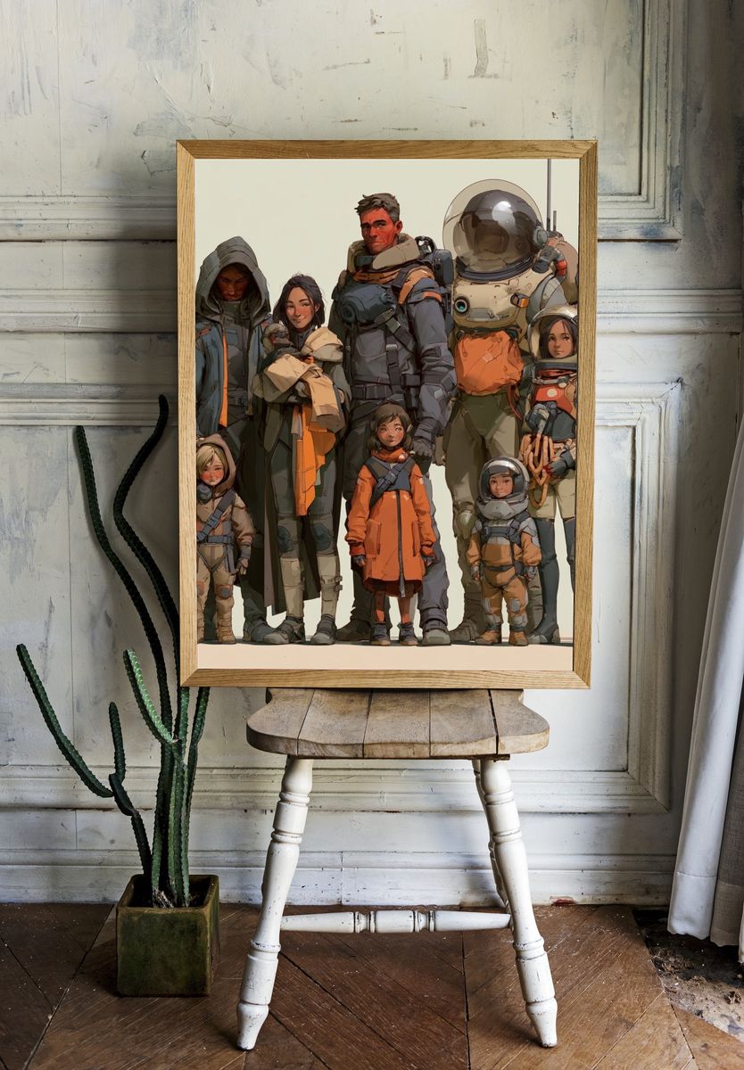 Space Family Portrait Illustration Poster. — room view 1