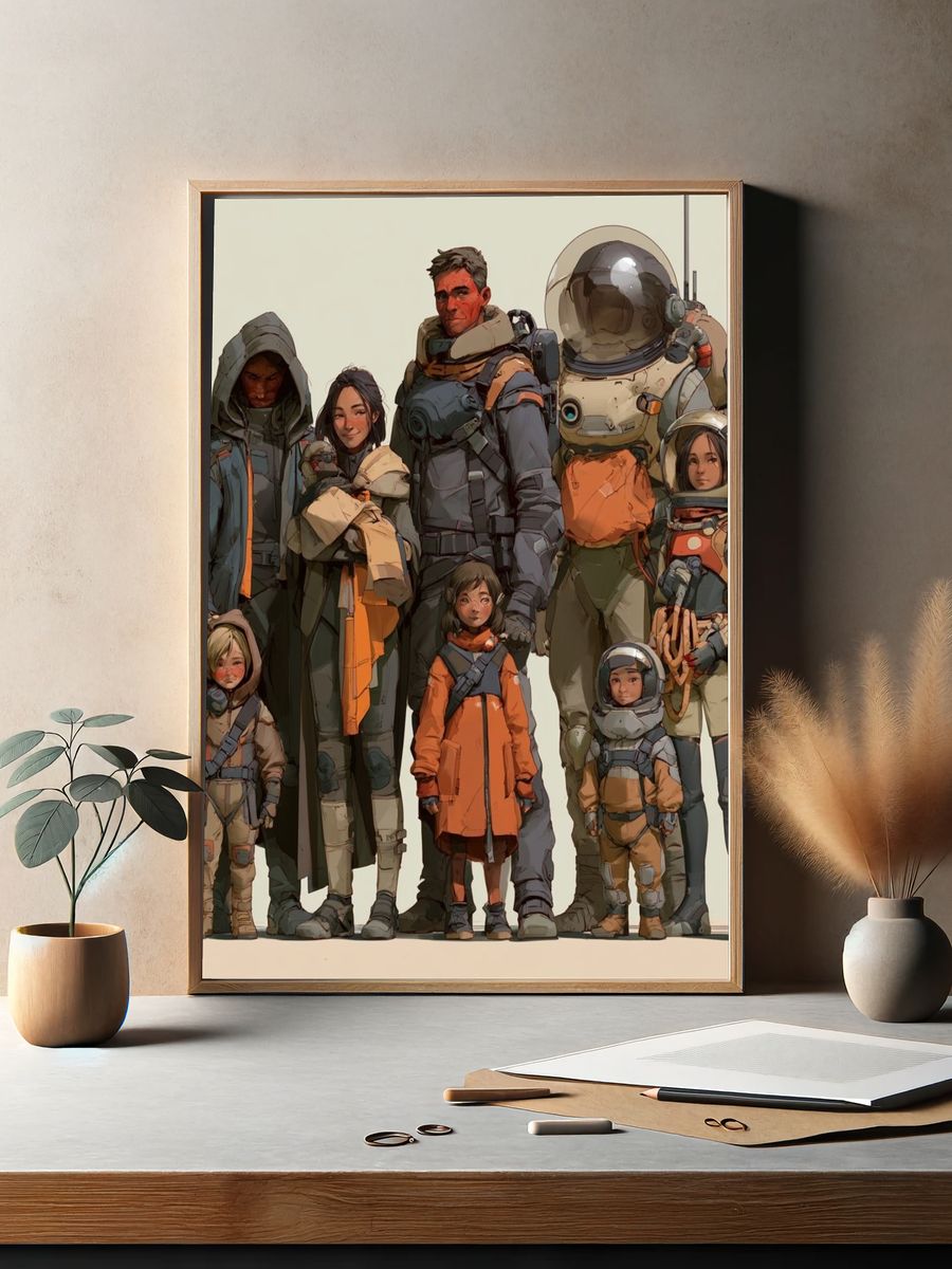 Space Family Portrait Illustration Poster. — room view 2