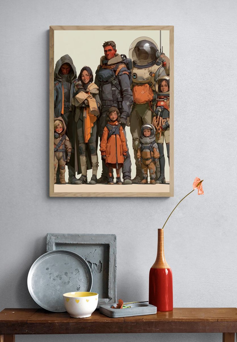 Space Family Portrait Illustration Poster. — room view 3