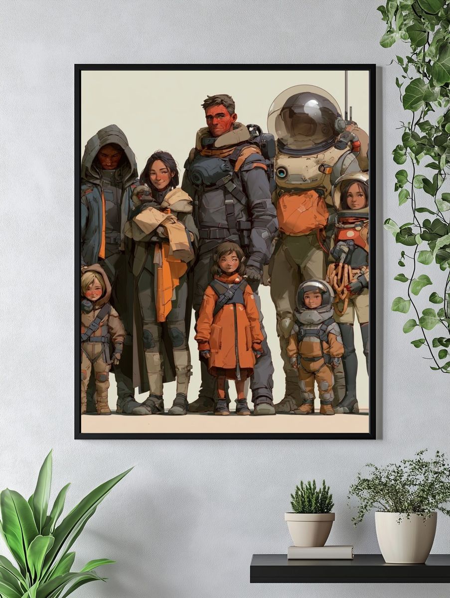 Space Family Portrait Illustration Poster. — room view 4