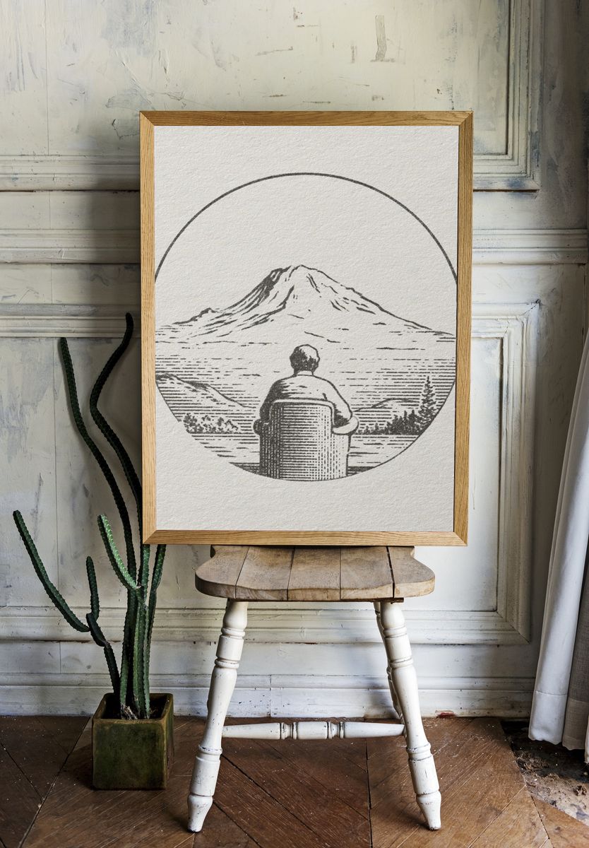 Mountain View Line Art Poster. — room view 1