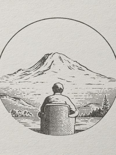 Mountain View Line Art Poster. poster print