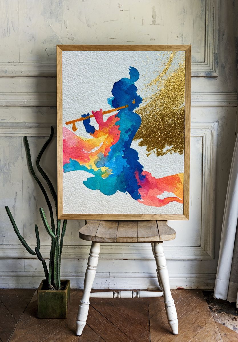 Colorful Flute Player Abstract Poster. — room view 1