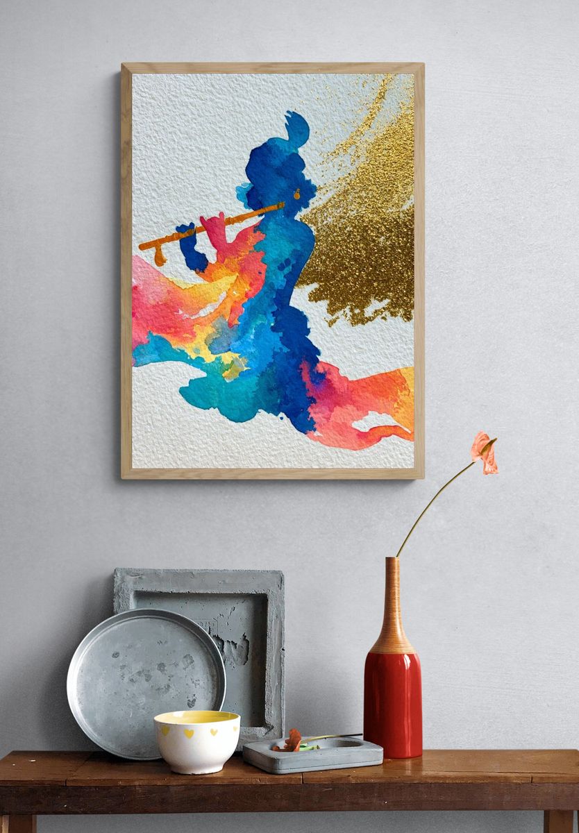 Colorful Flute Player Abstract Poster. — room view 3