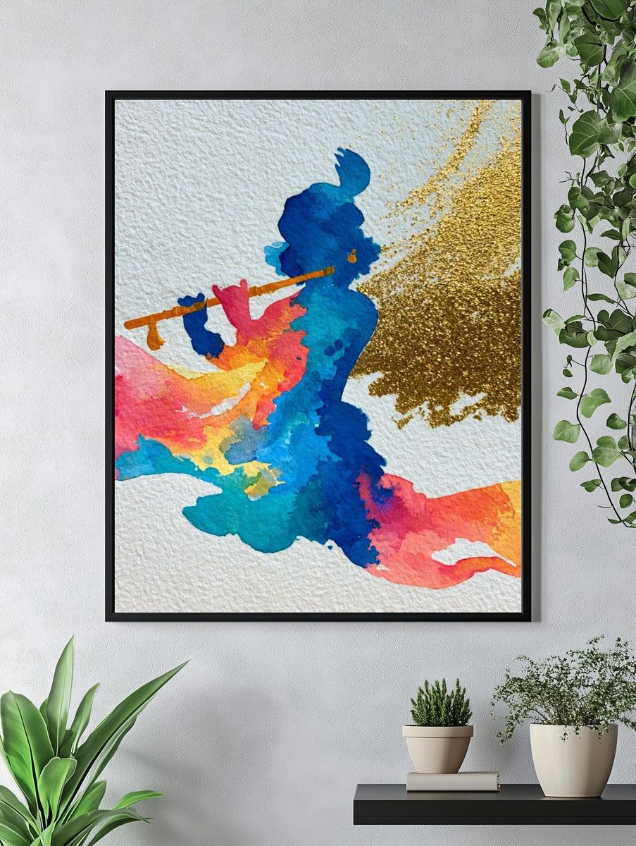Colorful Flute Player Abstract Poster. — room view 4