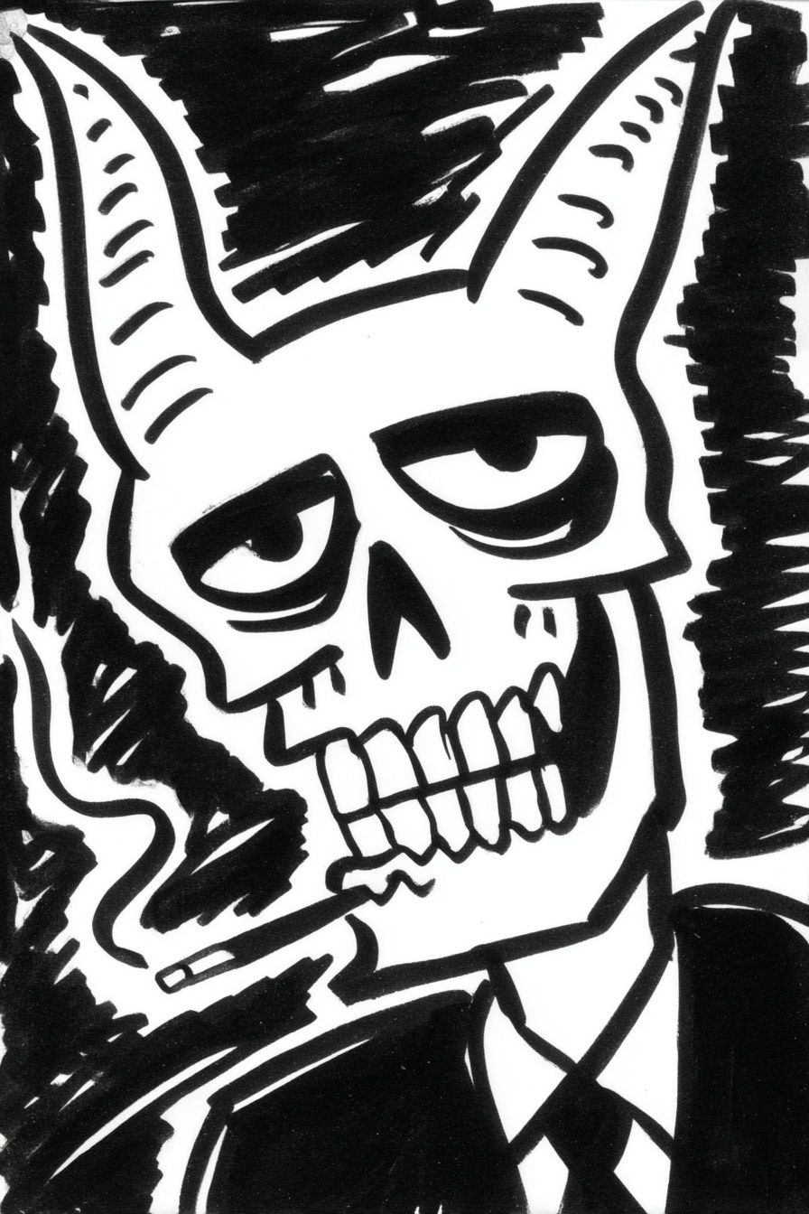 Skull Ink Illustration Poster. poster — illustration art