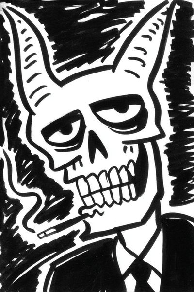 Skull Ink Illustration Poster.