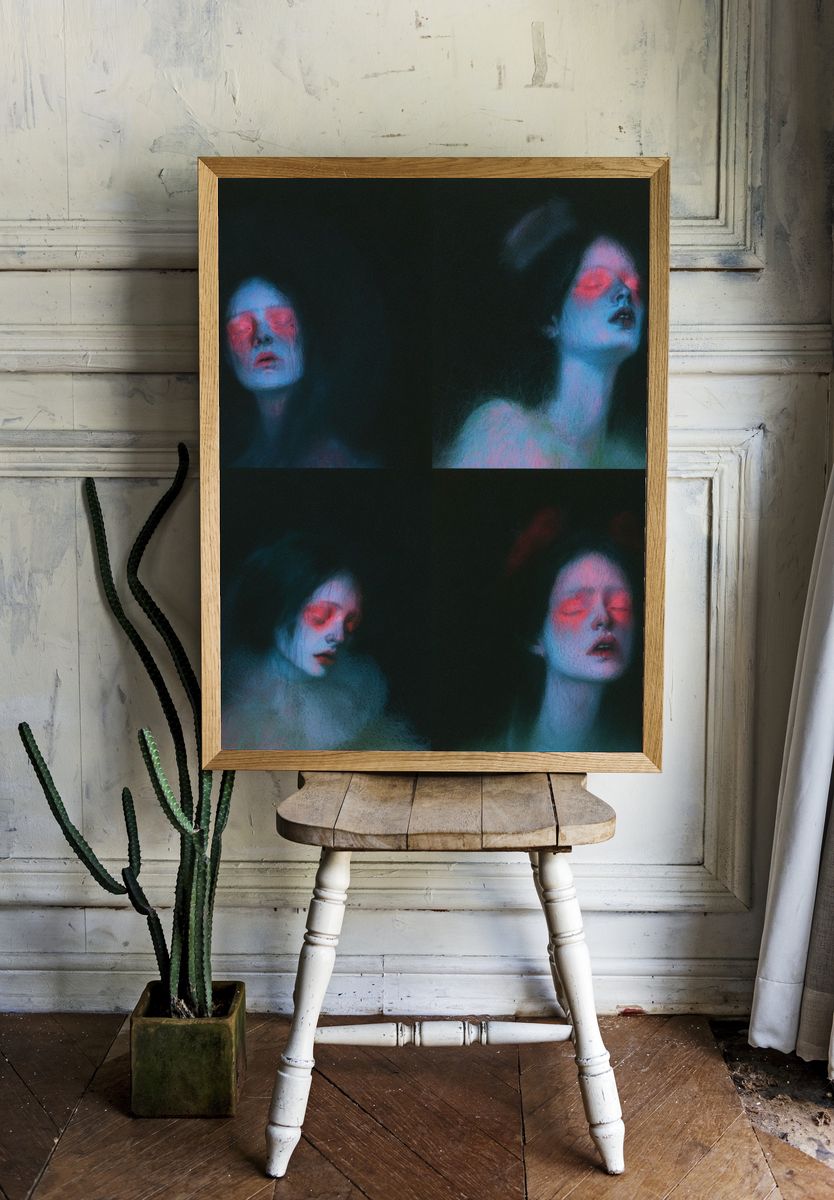 Dreamlike Portrait Collage Print. — room view 1