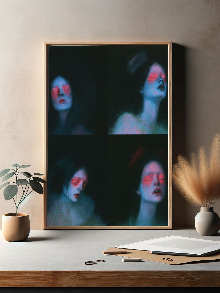 Dreamlike Portrait Collage Print. — room view 2