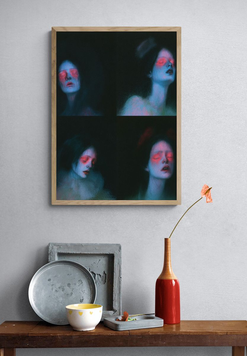 Dreamlike Portrait Collage Print. — room view 3