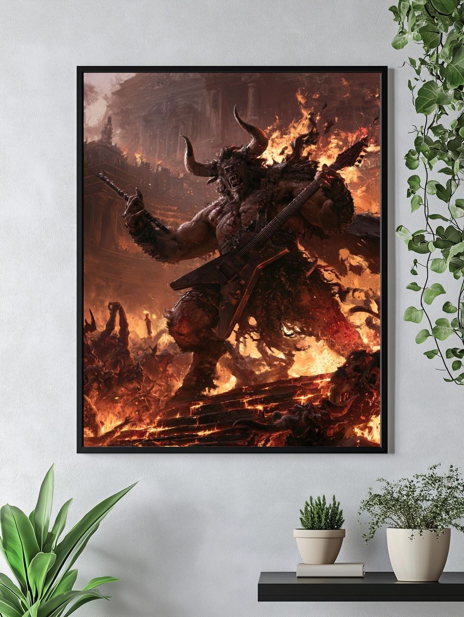 Demonic Battle Guitarist Fantasy Print. — room view 4